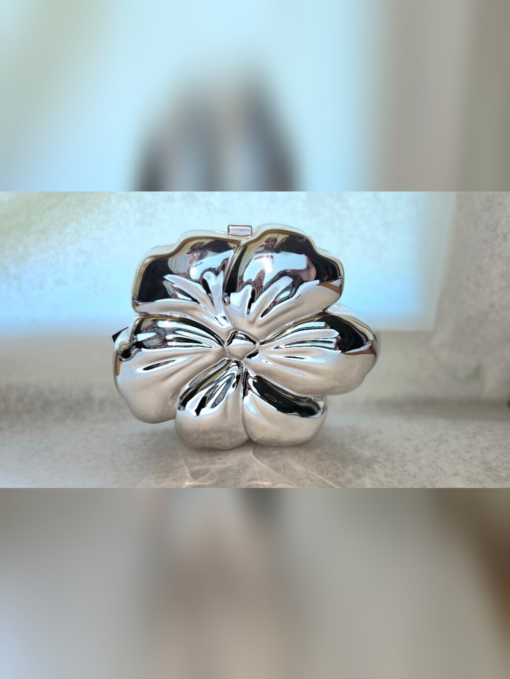 Mango Silver Floral Clutch